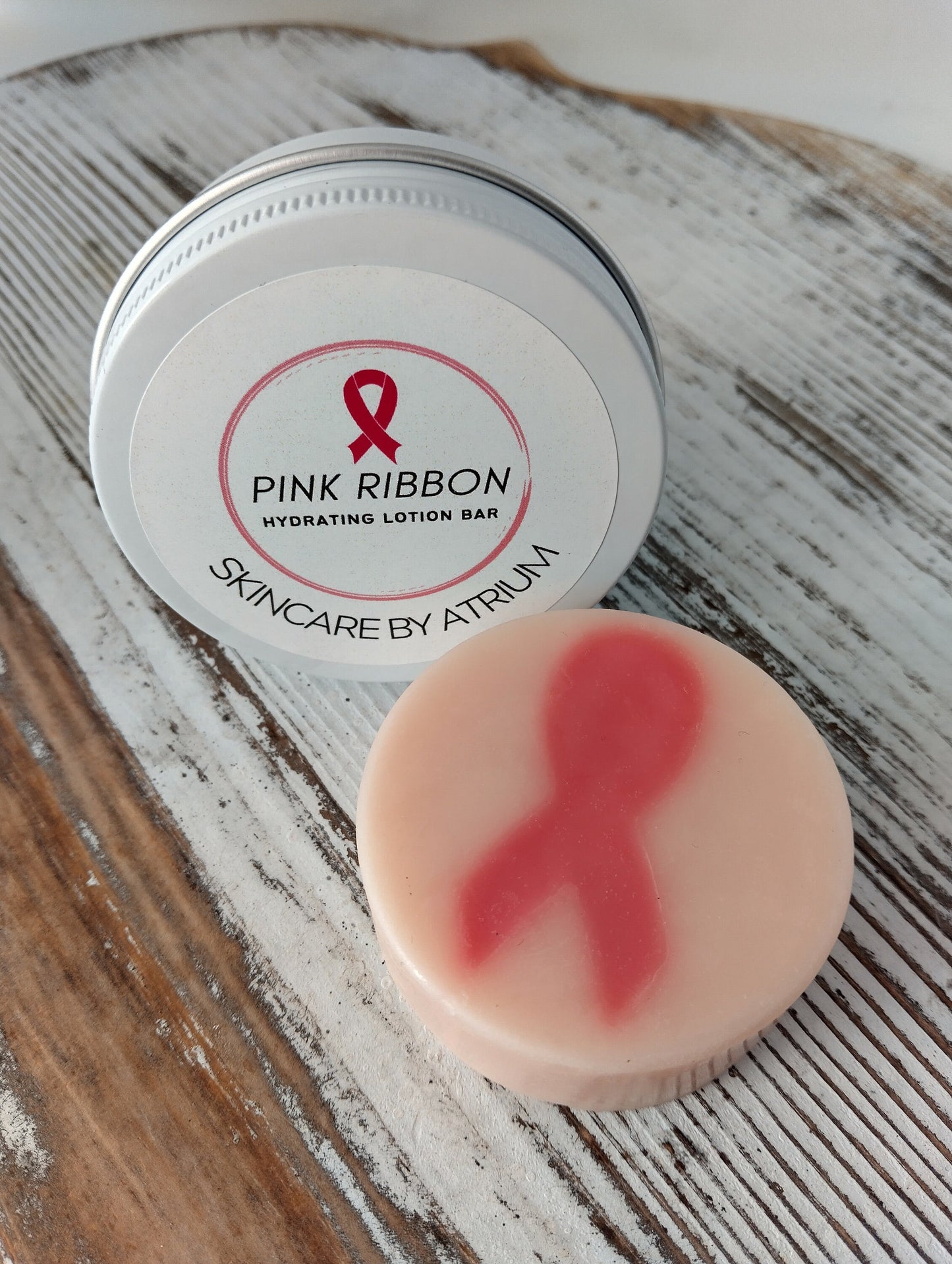 Pink Ribbon Lotion Bar | Breast Cancer Awareness | Hydrating | Solid Lotion Bar | Travel and Body | Refills | Tin Case