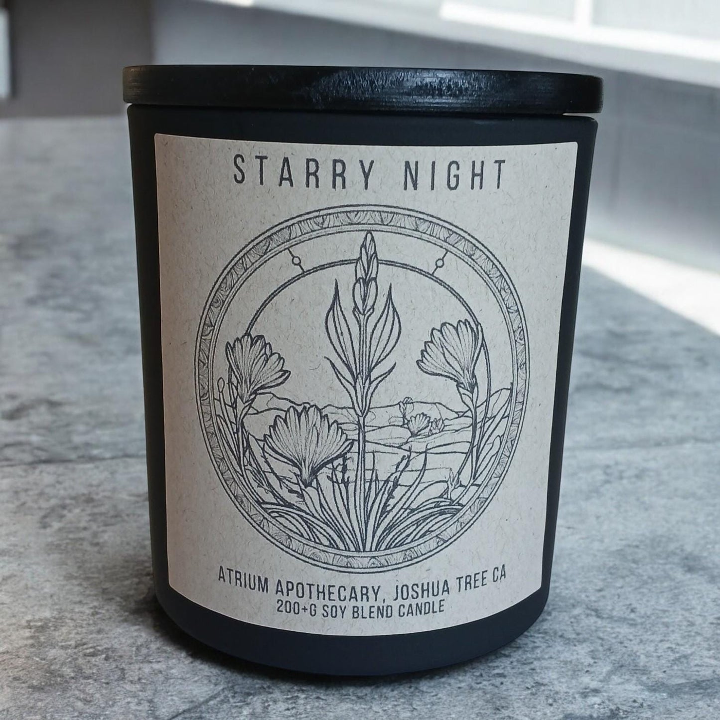 Vanilla Marshmallow Candle | Starry Night | 10oz Soy Blend | Matte Black Jar | Holiday Gift