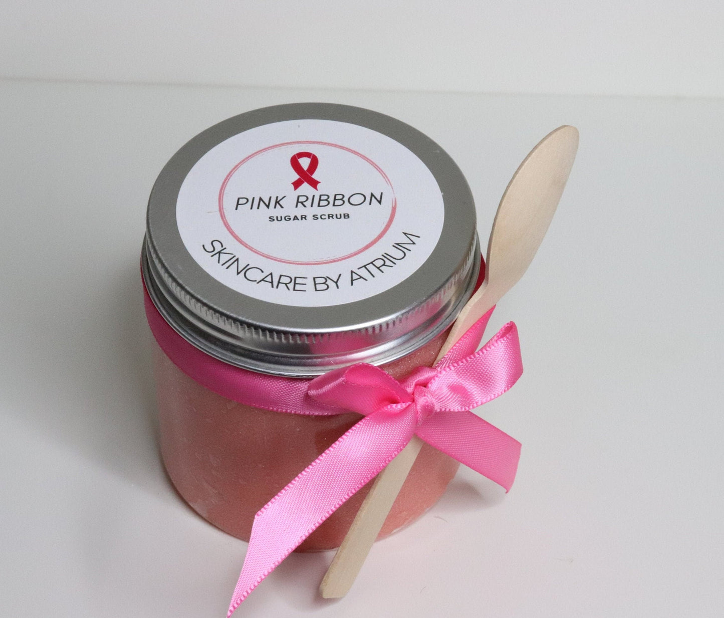 Pink Ribbon Sugar Scrub, fragrance notes of lemon zest | cotton candy | vanilla | moonflower.