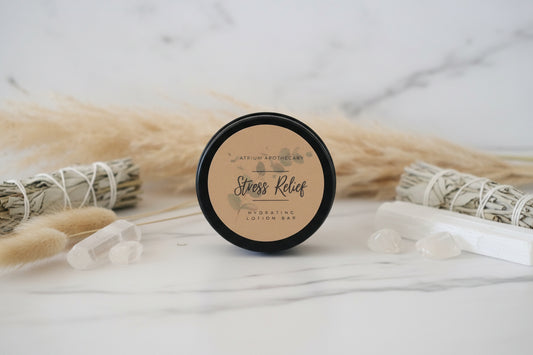 Solid hydrating lotion bar with herbal mint and citrus scent.