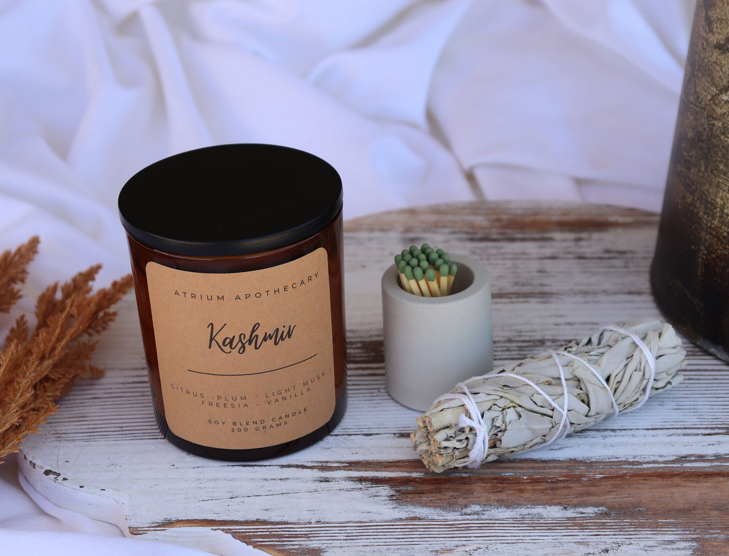 Evergreen Plum Candle | Kashmir | 10oz Soy Blend | Matte Black Jar | Holiday Gift