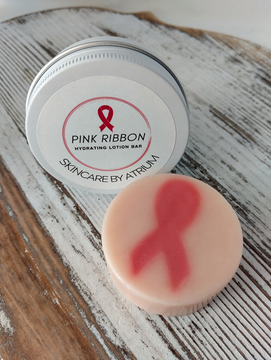 Pink Ribbon Lotion Bar | Breast Cancer Awareness | Hydrating | Solid Lotion Bar | Travel and Body | Refills | Tin Case