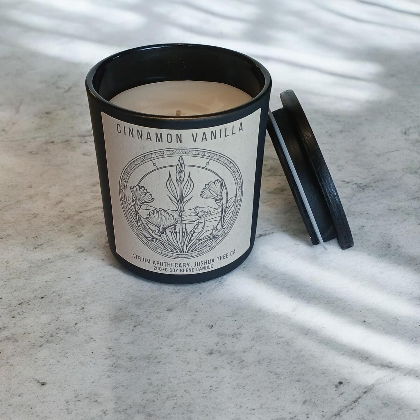 Cinnamon Vanilla Candle | Black Glass Jar | Holiday Gift | Handmade | Fall