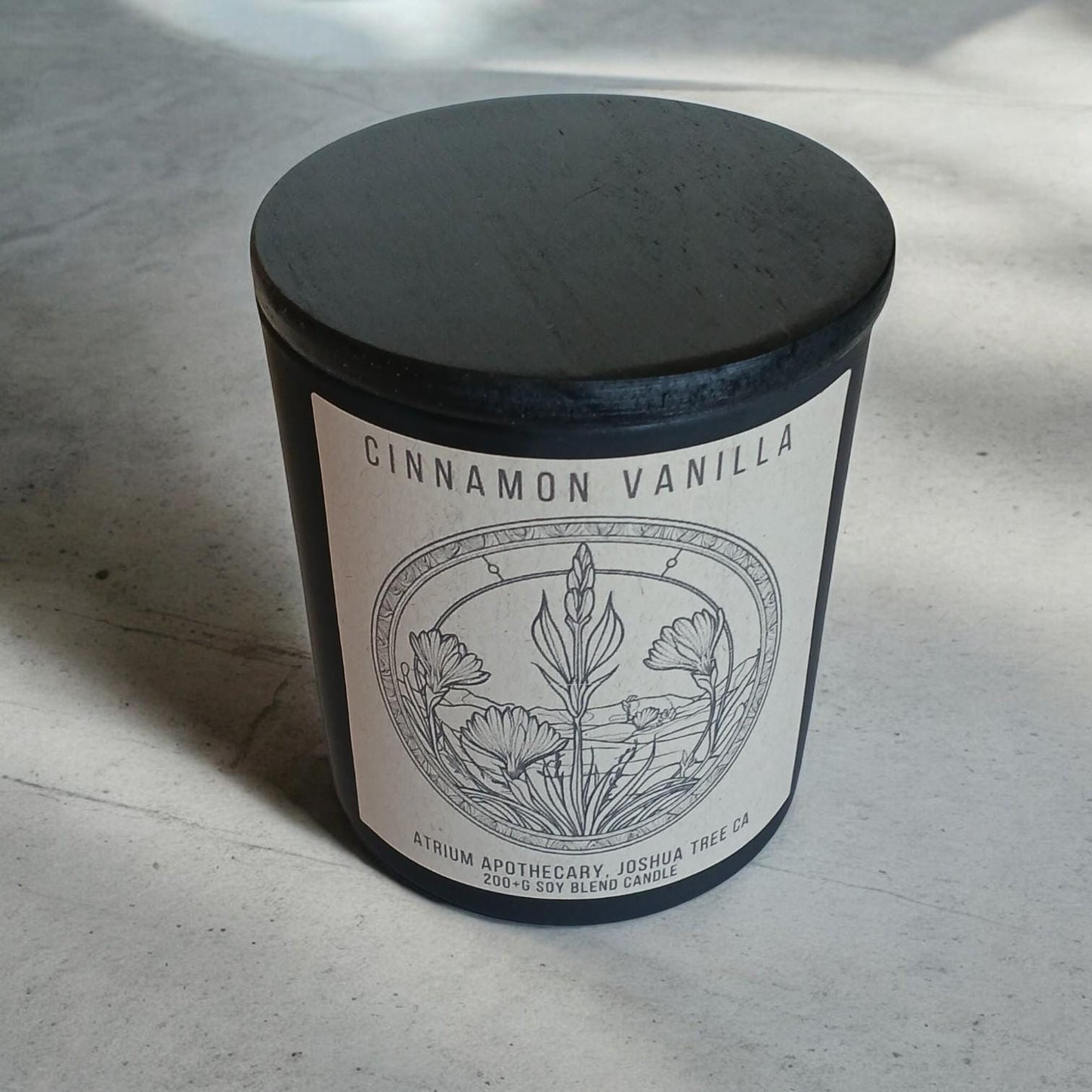 Cinnamon Vanilla Candle | Black Glass Jar | Holiday Gift | Handmade | Fall