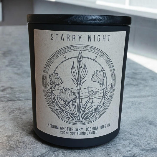 Vanilla Marshmallow Candle | Starry Night | 10oz Soy Blend | Matte Black Jar | Holiday Gift