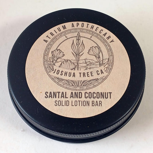 Santal and Coconut Lotion Bar  | Hydrating | Solid Lotion Bar | Travel and Body | Refills | Tin Case